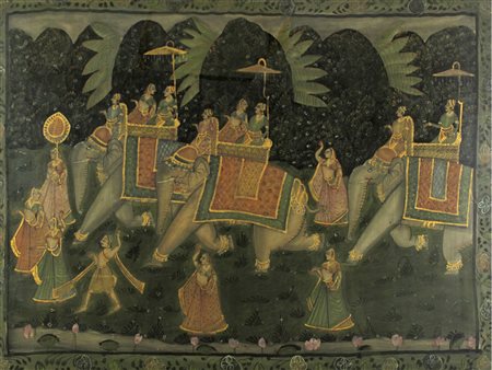 India (XX secolo) Seta dipinta Misure 89x103 cm