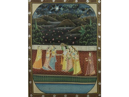 India (XX secolo) Seta dipinta Misure 108x80 cm