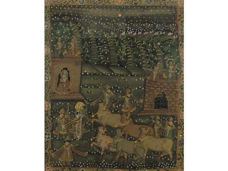 India (XX secolo) Seta dipinta Misure 107x80 cm