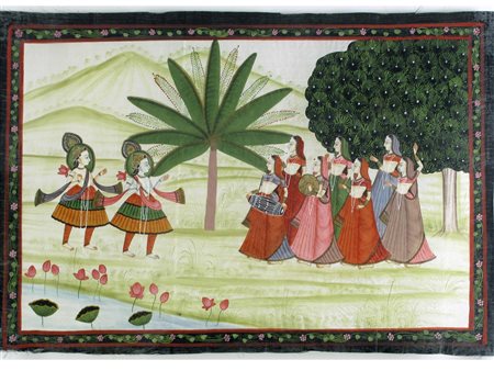 India (XX secolo) Seta dipinta Misure 52x79 cm