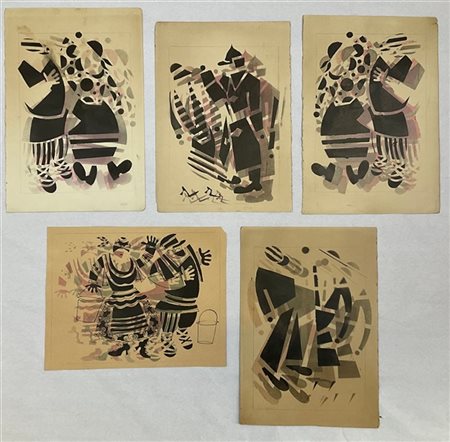 Vladimir Lebedev Lotto composto da cinque opere grafiche di soggetti diversi
cm