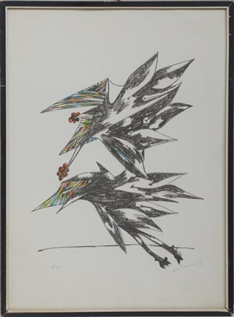 Gianni Dova "Senza titolo" 
litografia a colori
cm 53x39
firmata e iscritta p.s.