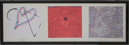 Cartone contenente due piccoli oli, uno su tela e uno su masonite, raffiguranti