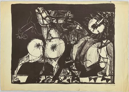 Bruno Cassinari "Senza titolo" 
litografia
cm 54x75,5
firmata e dedicata in bass