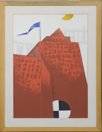 Emilio Tadini "Senza titolo" 
litografia a colori
cm 67x46,5
firmata in basso a