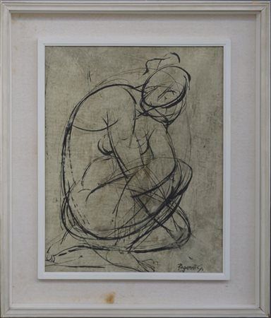 Romolo G. Paganelli "Senza titolo" 1961
tecnica mista su carta intelata
cm 50x40