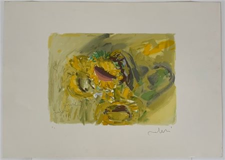 Gino Meloni due litografie a colori - prove d'artista, raffiguranti girasoli e m