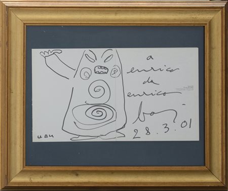 Enrico Baj "Dedica" 2001
pennarello su libro "Enrico Baj. Gli anni del collage"