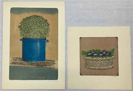 Bruno Caruso Lotto composto da tre litografie e un acquaforte a colori di misure