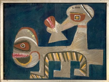 Amadou Seck "Senza titolo" 
tecnica mista materica su tela
cm 64x84
firmato in a