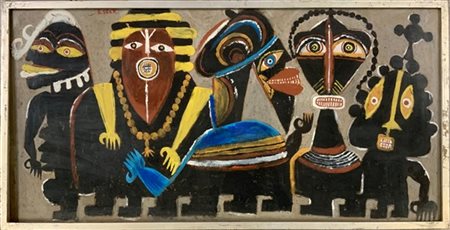 Amadou Seck "Senza titolo" 
tecnica mista materica su tela
cm 58x119
firmato in