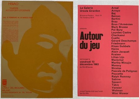 Lotto composto da otto manifesti espositivi e due stampe a colori, di misure e