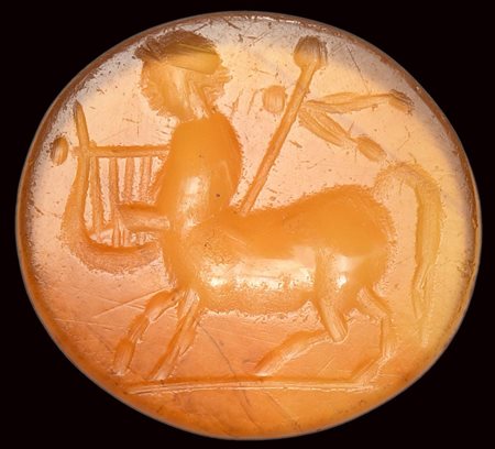 A roman carnelian intaglio. Centaur with attributes. 