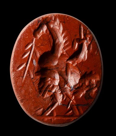 A roman red jasper intaglio. Gryllos. 
