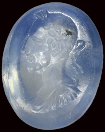 A roman sapphire intaglio. Bust of Julius Caesar. 