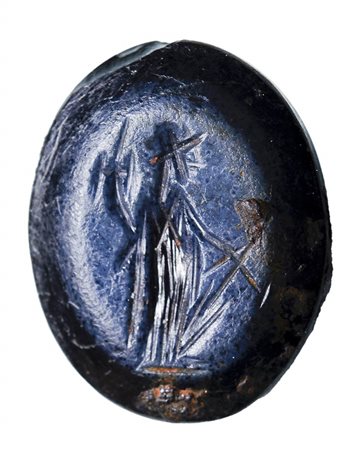 A roman nicolo intaglio. Fortuna Tyche. 