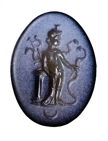 A roman nicolo gnostic intaglio. Pantheistic deity. 