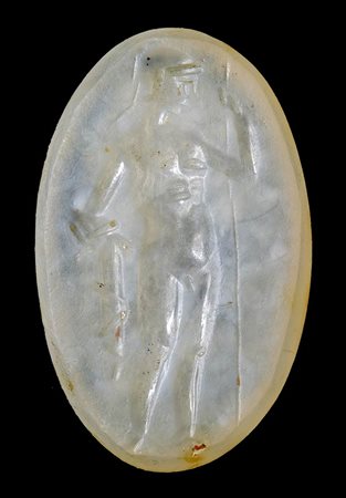 A roman chalcedony intaglio. Warrior.