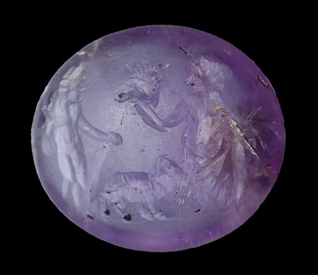 A roman amethyst intaglio.Mythological  scene.