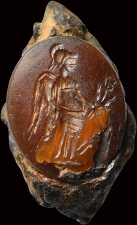 A roman carnelian intaglio. Fortuna-Tyche.
