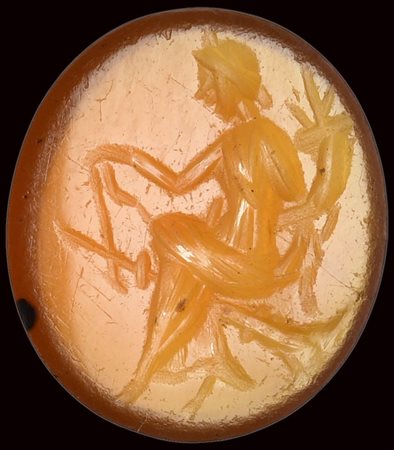 A roman carnelian intaglio. Fortuna-Tyche. 