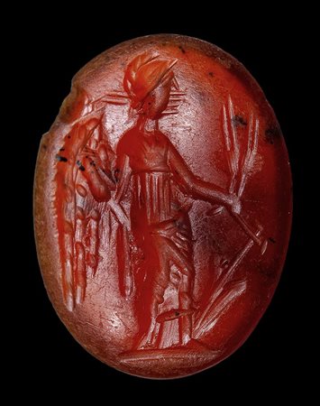 A roman carnelian intaglio. Pantheistic goddess. 