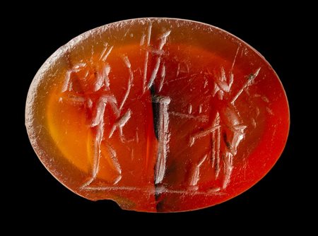 A roman carnelian intaglio. Ritual scene. 