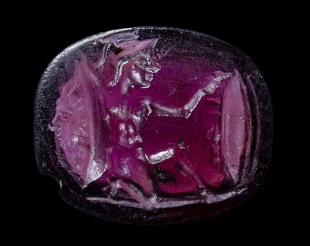 An Italic garnet intaglio. Warrior. 