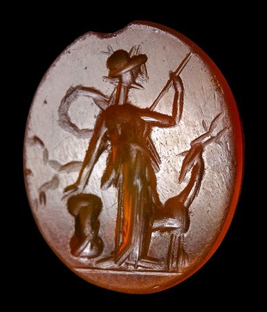 A roman carnelian intaglio. Artemis. 