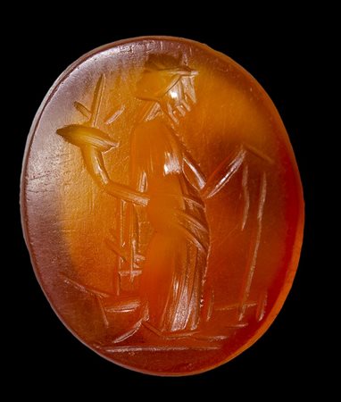 A roman carnelian intaglio. Fortuna Tyche.