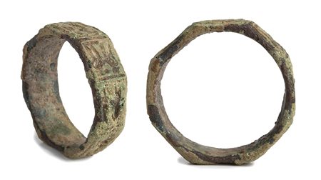 A roman bronze octogonal ring. 