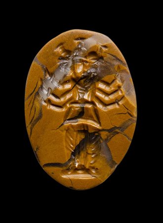 A roman yellow jasper gnostic intaglio. Hecate.