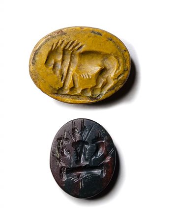 Two roman jasper intaglios. Varia. 