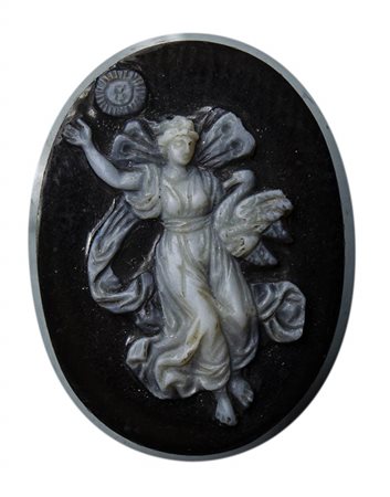 A postclassical two-layered agate cameo. Allegorical figure.