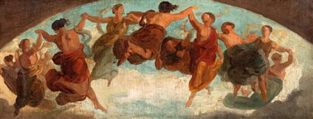 Pittore accademico attivo nella prima metà del secolo XIX - Due studi per lunette raffiguranti figure femminili allegoriche danzanti
