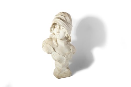 Scuola italiana, fine del secolo XIX - inizi del secolo XX - Busto in marmo raffigurante giovane donna