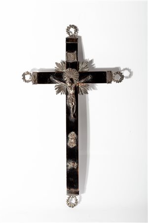 Crocifisso in legno ebanizzato e argento, Roma secolo XIX