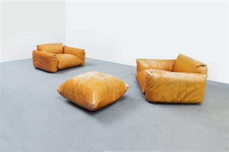 MARIO MARENCO<BR>Due poltrone e un pouff mod. Marenco