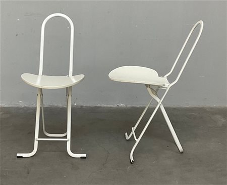 Gastone Rinaldi Coppia di sgabelli pieghevoli modello "Dafne". Produzione Thema,