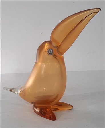 Manifattura di Murano "Tucano"
Scultura in vetro arancione trasparente e incolor