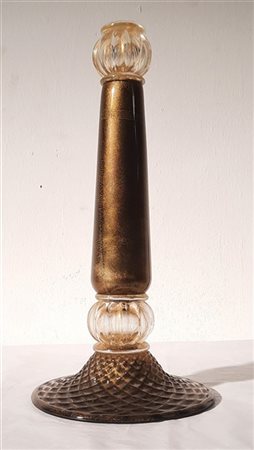 Manifattura di Murano Colonna decorativa in vetro soffiato grigio, cristallo e n