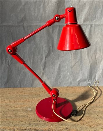 Stilnovo Lampada da tavolo modello "Aure". Milano, anni '50. Metallo laccato ros