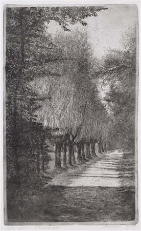 BARBISAN GIOVANNI Treviso 1914 - 1988 Paesaggio 1957 acquaforte 49,2x30 cm...