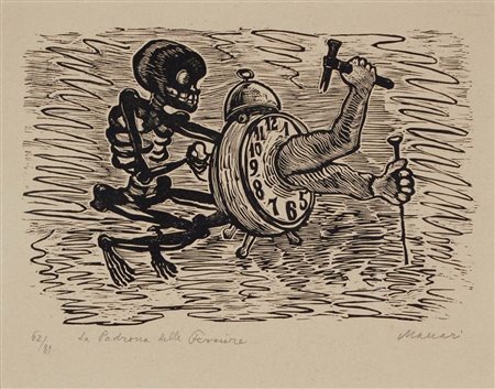 MACCARI MINO Siena 1898 - Roma 1989 La Padrona litografia es. 62/89 22x28 cm...