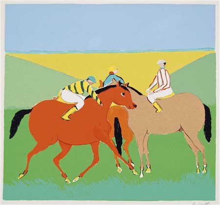 CESETTI GIUSEPPE Tuscania 1902 - Viterbo 1991 Derby litografia es. 24/100...