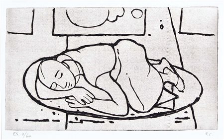 CASORATI FELICE Novara 1886 - Torino 1963 Figura accovacciata 1963 incisione...