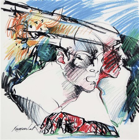 MAGNOLATO CESCO Noventa di Piave 1926 Volti 1985 tecnica mista su carta 50x50...