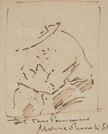 NOVATI MARCO Venezia 1895 - 1975 Bevitore 1951 tecnica mista su carta 25x20...