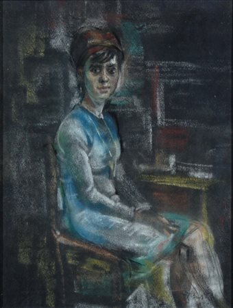 BUSO ARMANDO Tezze di Piave 1914 - Oderzo 1975 Figura tecnica mista su carta...