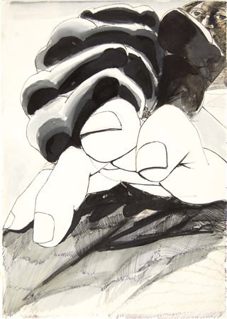 CALABRIA ENNIO Tripoli 1937 Composizione 1972 tecnica mista su carta 70x50 cm...